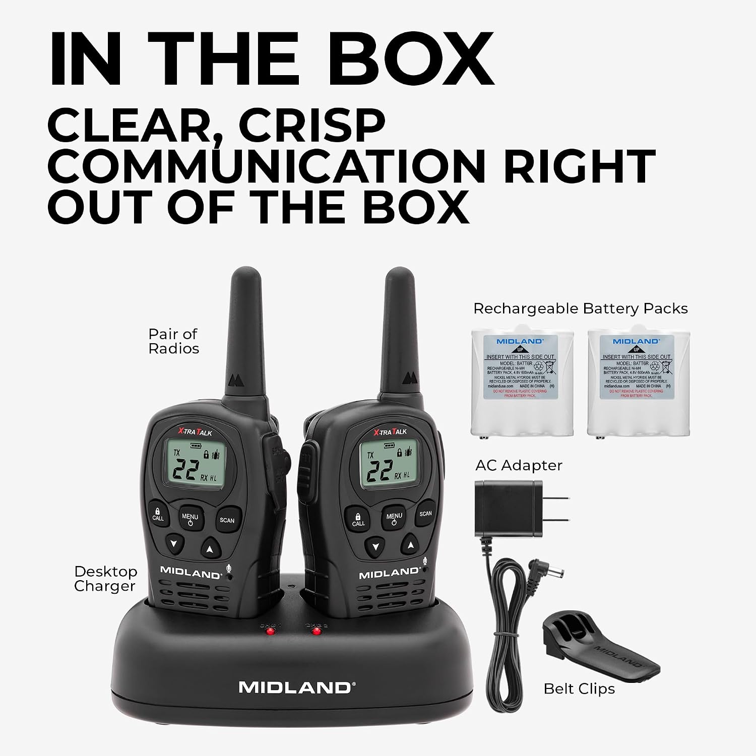 LXT500VP3, 22 Channel FRS Walkie Talkies with Channel Scan | Extended Range Two Way Radios, Silent Operation