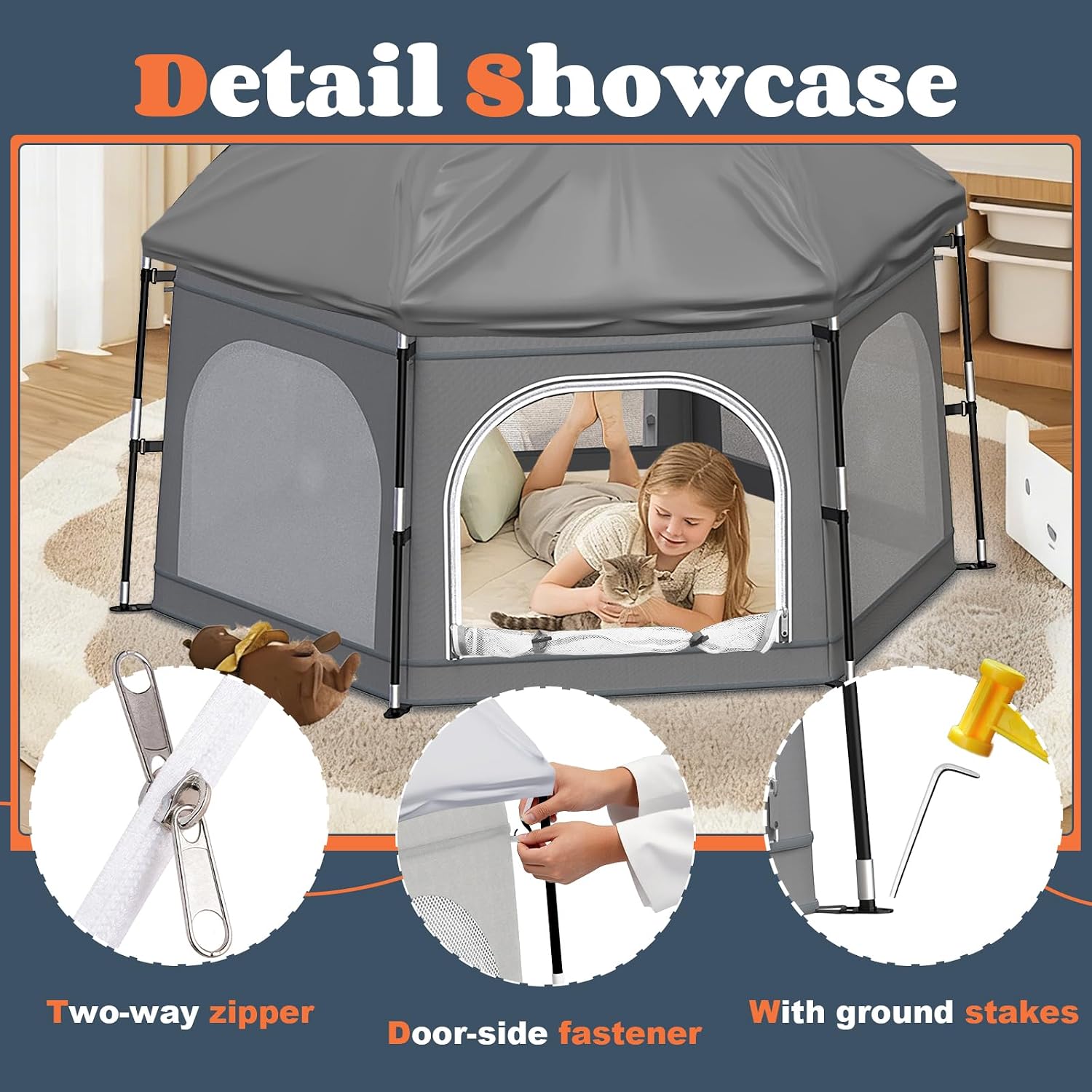 Baby Playpen with Canopy, Portable Outdoor & Indoor Baby Beach Tent for Babies and Toddlers, Foldable Play Yard with