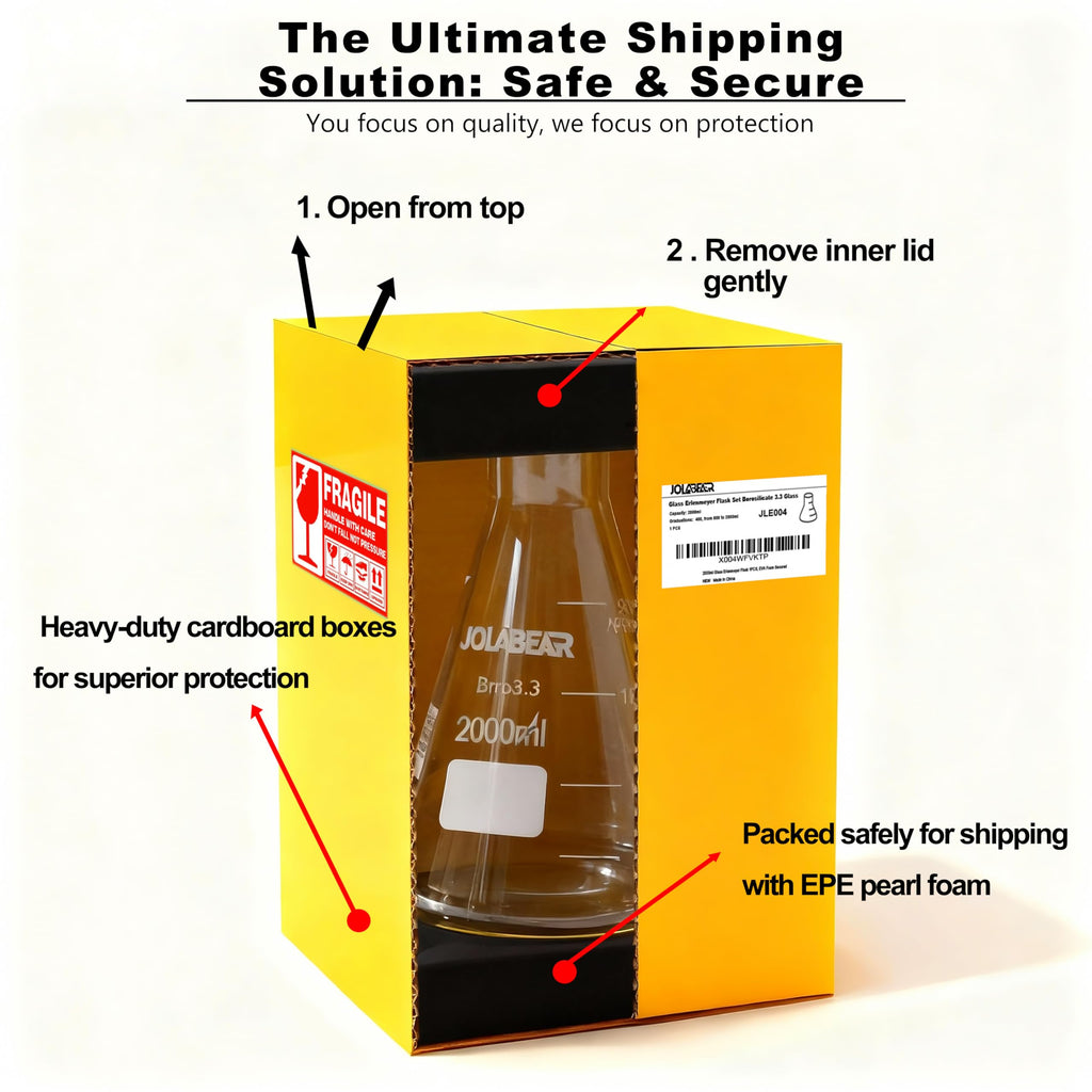 2000 mL Erlenmeyer Flask, 3.3 Borosilicate Glass, Narrow Mouth