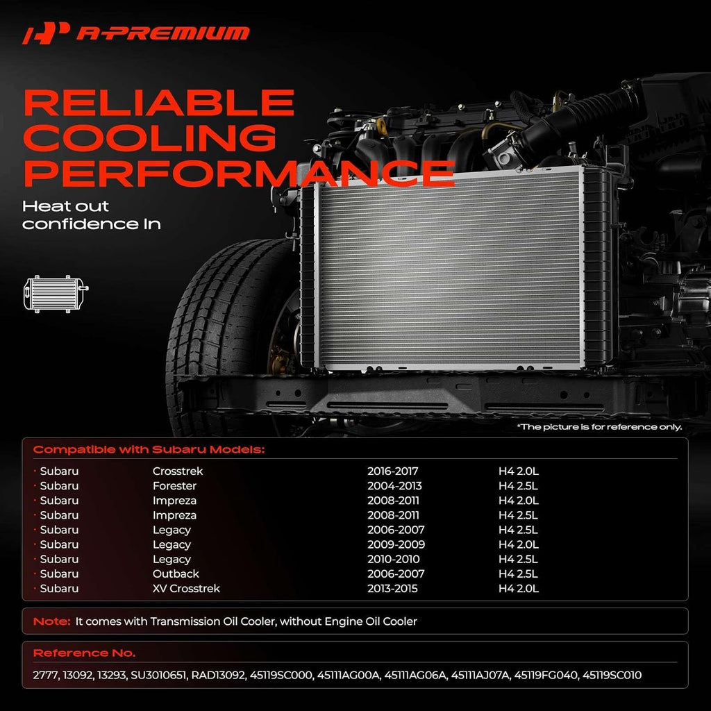 A-Premium Engine Coolant Radiator Assembly with Transmission Oil Cooler
