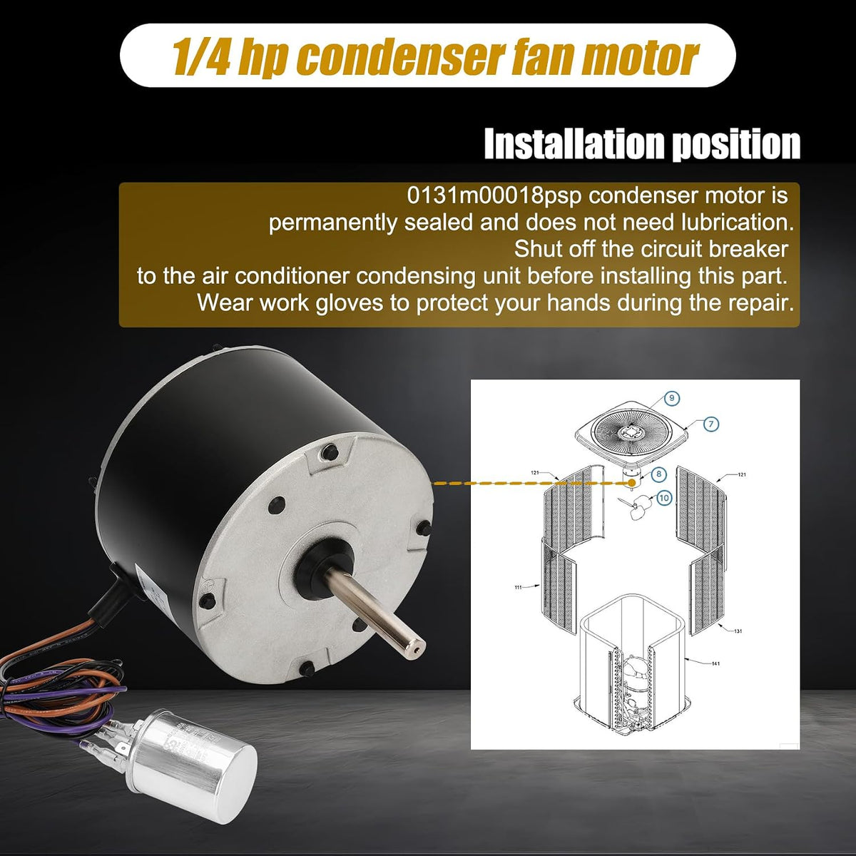 0131m00018p Condenser Fan Motor, Replaces Goodman 0131m00018psp