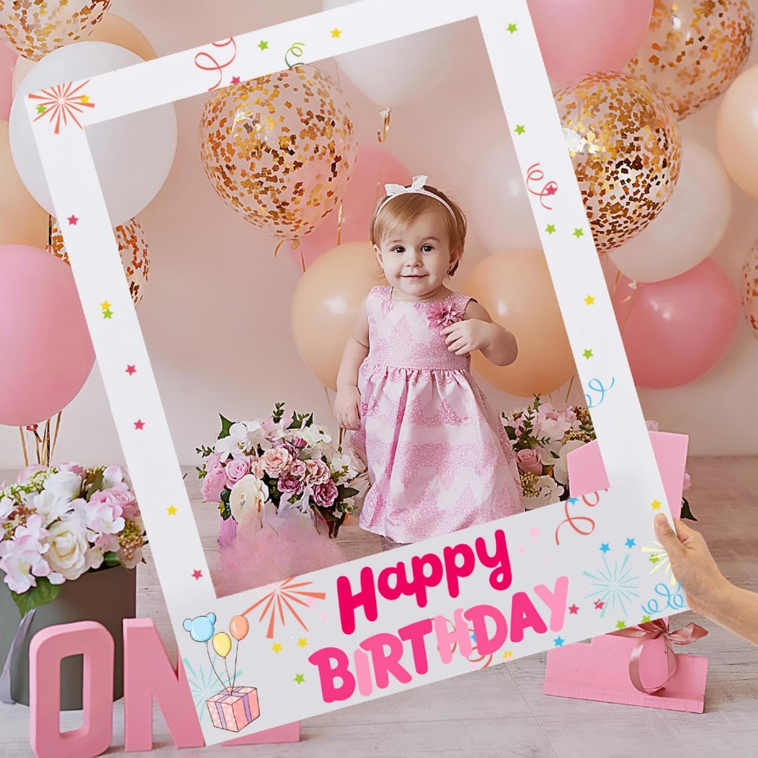 32 x 24 in Large Photo Booth Selfie Frame Props, White Vertical