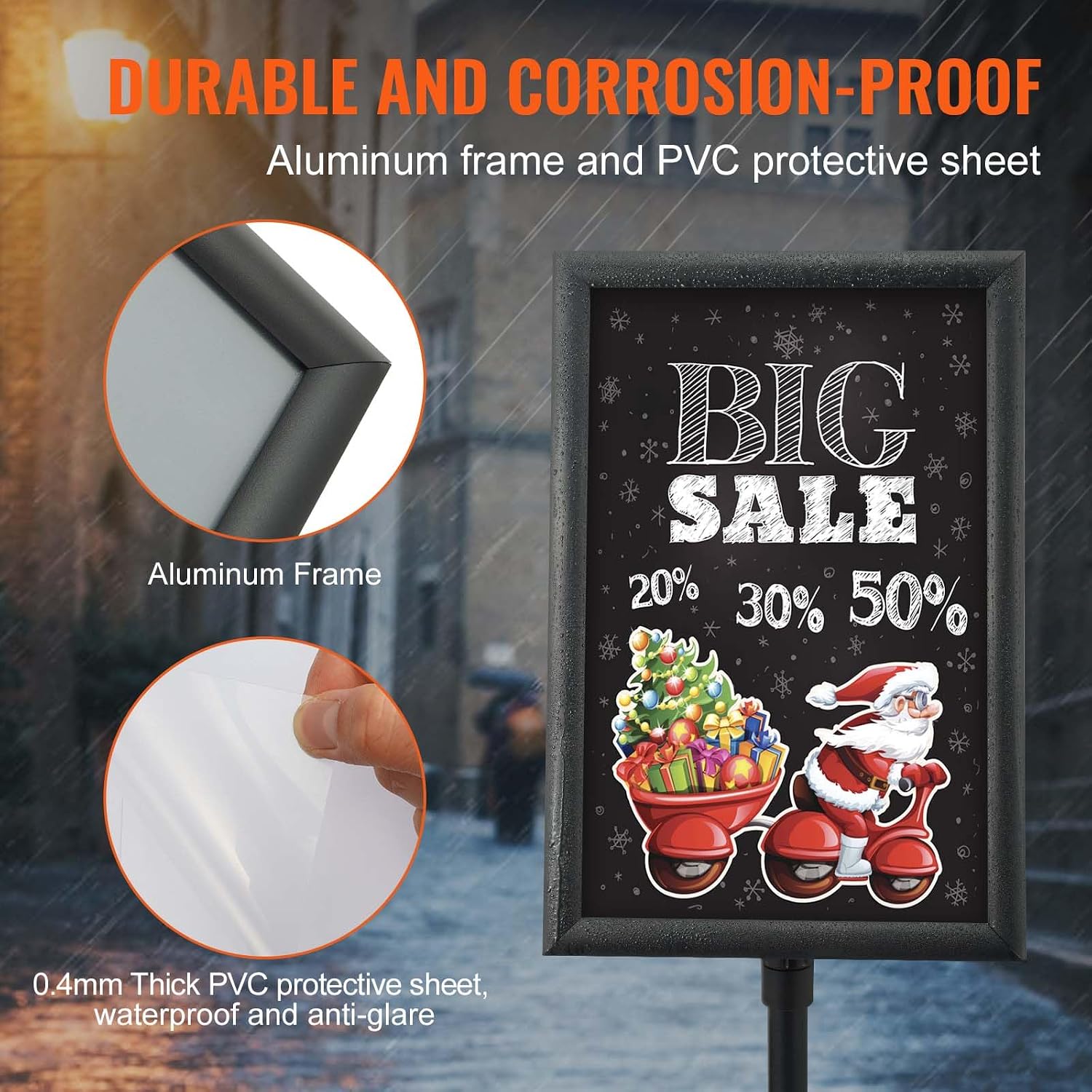 Pedestal Sign Holder, 11 x 17 Inch Vertical and Horizontal Adjustable Poster Stand, Heavy-Duty Floor Standing Sign