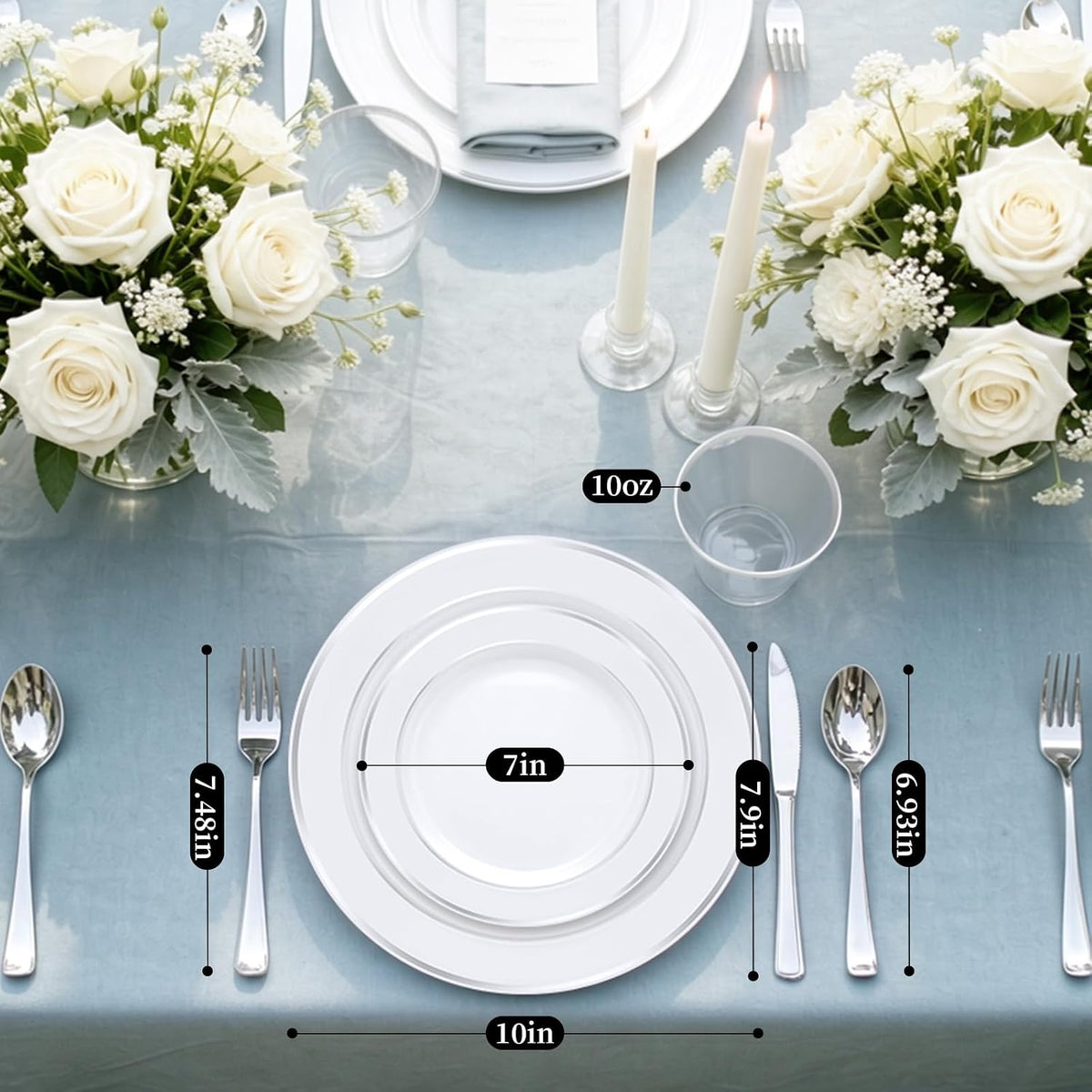 600 PCS Silver Disposable Dinnerware Set for 100 Guests