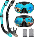 Snorkeling Gear for Adults, Dry Snorkel, Mask Set Adult, Diving Scuba Mask, Scuba Gear, Swimming Goggles with Nose