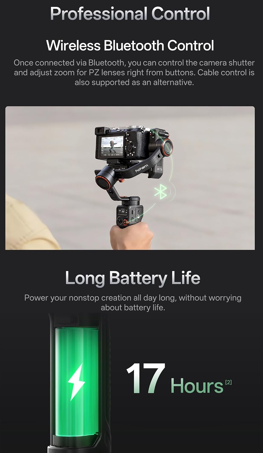 iSteady MT3 Gimbal Stabilizer for Camera Compact Mirrorless/Action Cams/Smartphone, Built-in AI Tracker CCT RGB