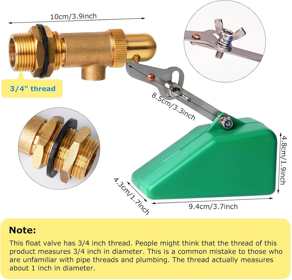 Brass Float Valve 3/4 Inch, Water Tank Float Valve Auto Fill