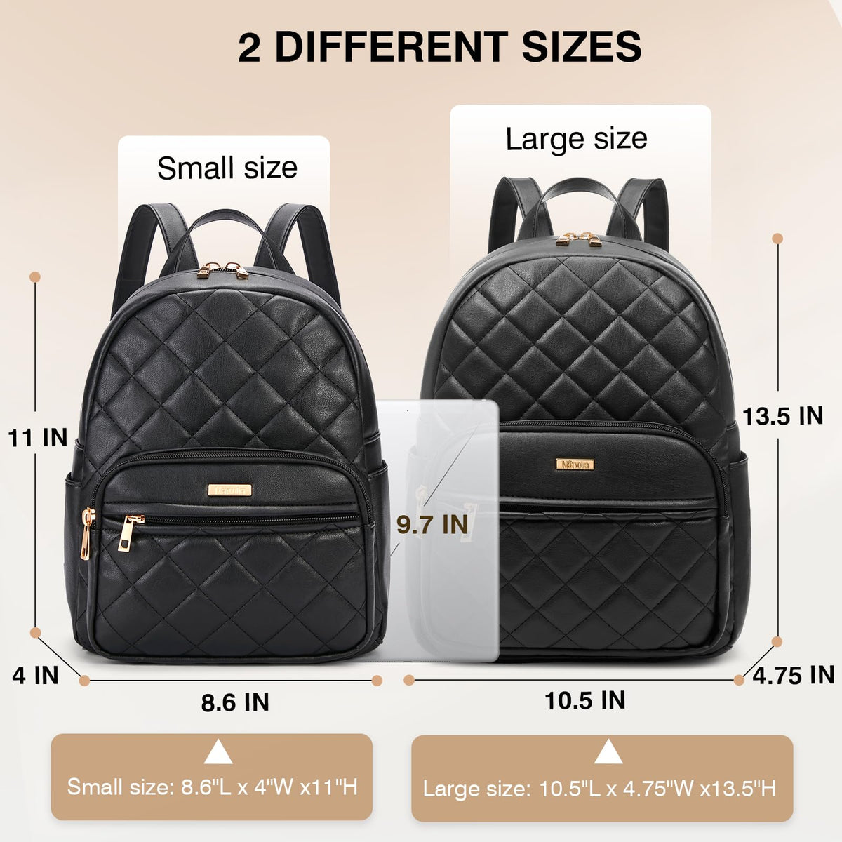 Mini Backpack Vegan Leather Small Backpack, Black