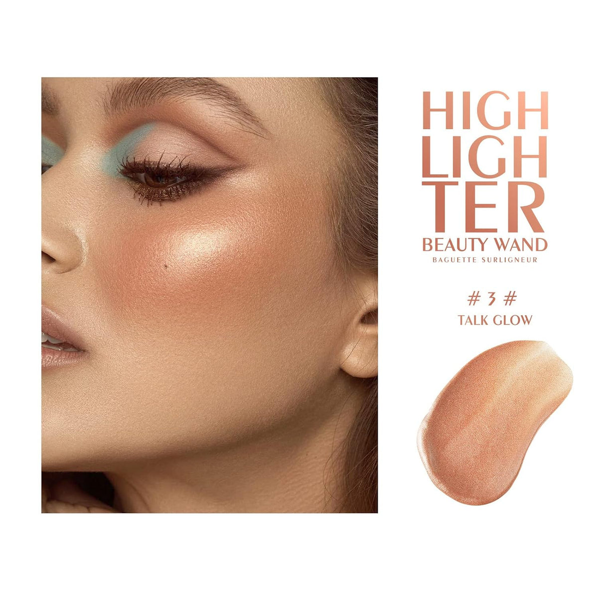 Liquid Highlighter Wand, Buildable Glow Face Illuminator, Shimmer Highlighter Bronzer Makeup Stick, Smooth Blendable