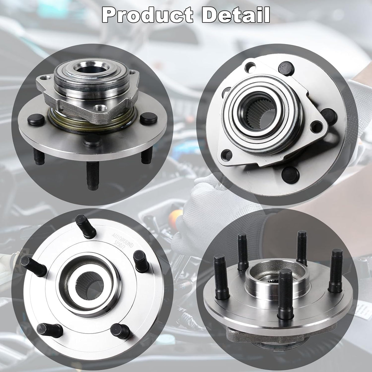 515072 Pair 2 Front Wheel Hub & Bearing Assembly for 2002-2008 Dodge Ram 1500 w/ 2-Wheel ABS