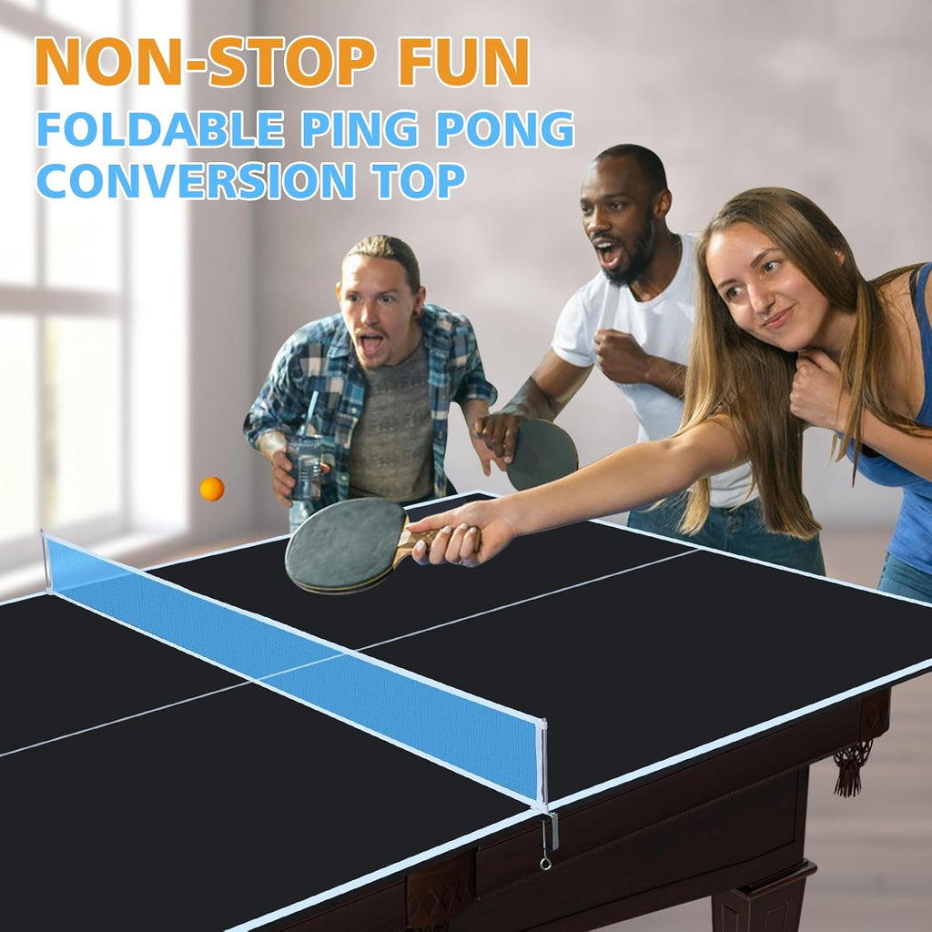8.5ft Mid-Size Foldable Ping Pong Conversion Top, Portable Table Tennis Table Top with EVA Foam Pads & Net