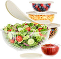 Glass Mixing Bowls with Lids Set - 5 Packs, Borosilicate Nesting Glass Bowls (3.7-2.1-1-0.5-0.2QT) for Baking, Salad