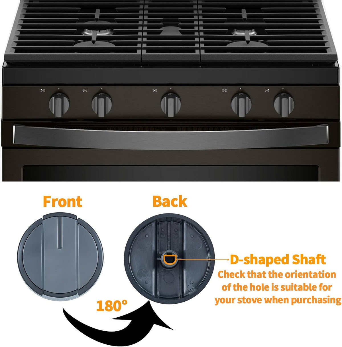 atgestore Upgraded W10339442 Stove Knobs Replacement for Whirlpool Stove Parts WPW10339442 Burner Knob WFG320M0BW2 WFG505M0BS0 Whirlpool Gas Range Parts Oven Cooktop Burner Control Knobs Black