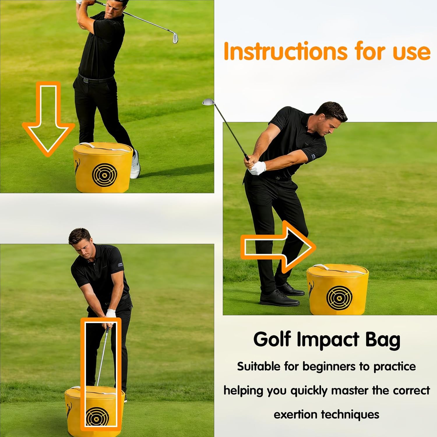 Golf Impact Bag, 9.8×14.9 Inch Smash Bag for Golf Practice, Golf Swing Trainer Impact Position Training Aid with