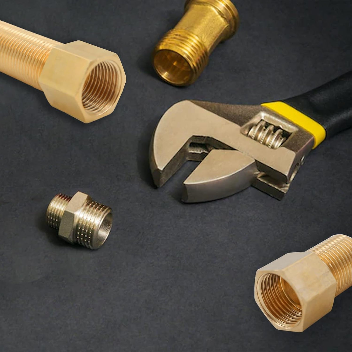 5PCS Extension Brass Pipe Fitting, 1/2" Female to 1/2" Male Adapter