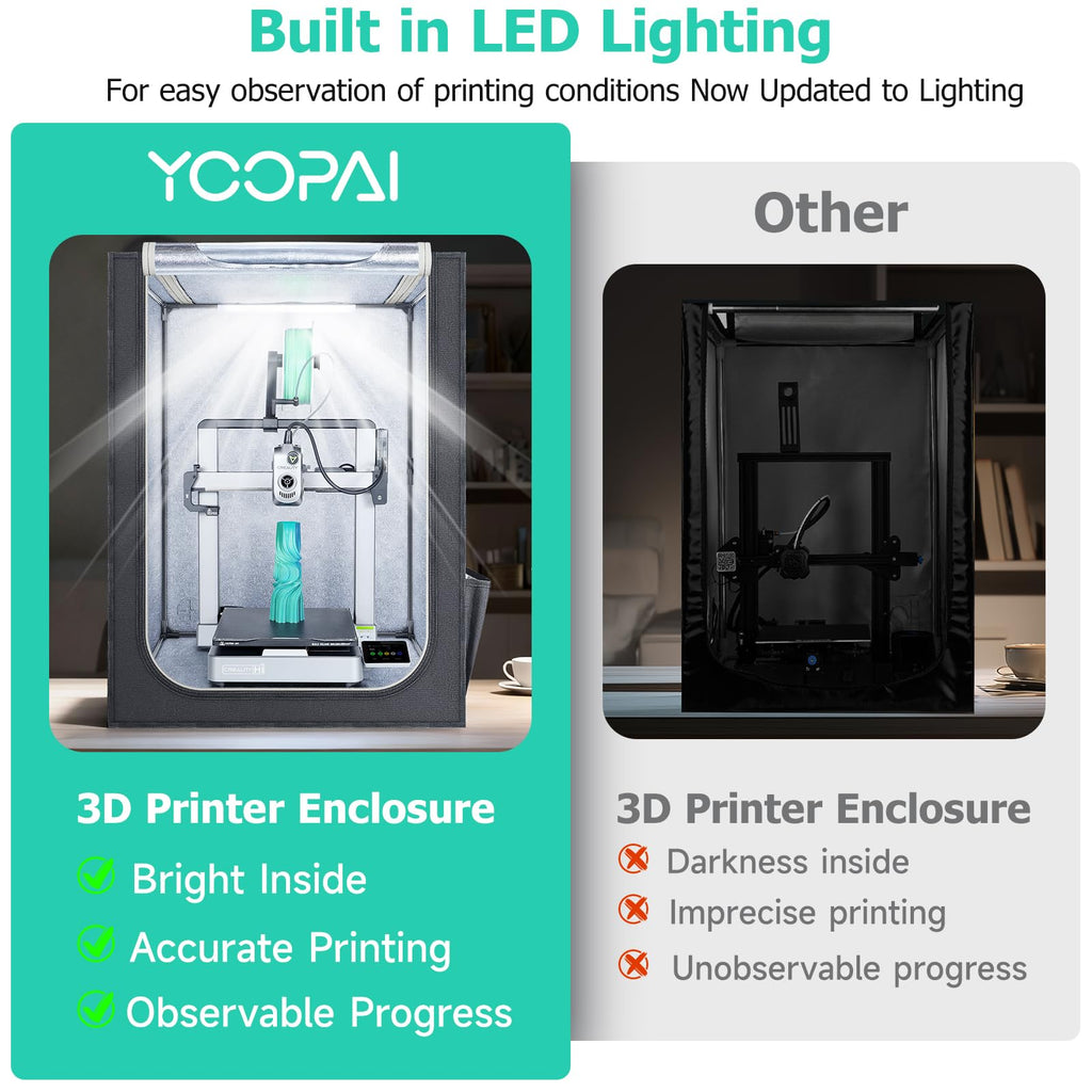 3D Printer Enclosure for Creality Hi/Hi Combo with LED Light