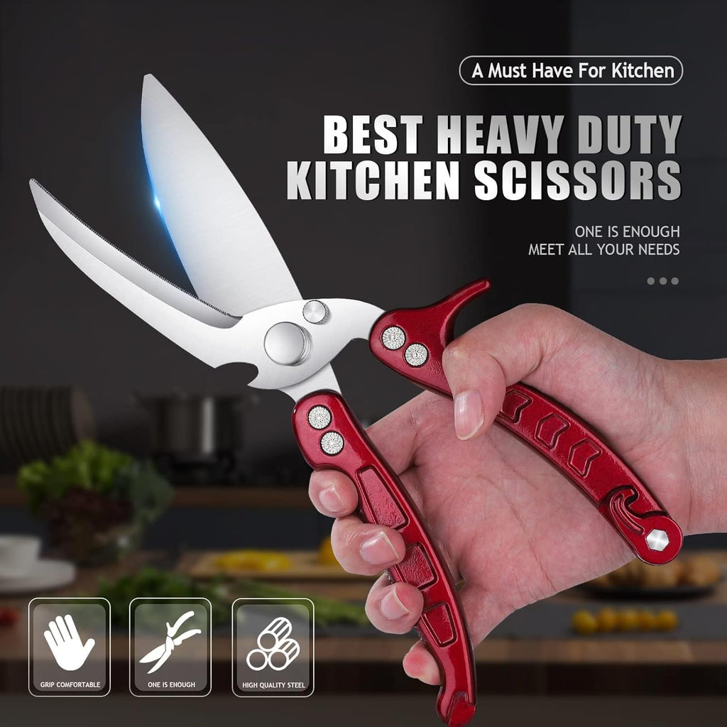 Heavy Duty Poultry Shears - A Must Have Kitchen Shears for Chicken and Meat Cutting - Dishwasher Safe and Stainless