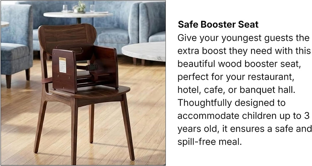Dark Brown Wooden Raised Restaurant Chair for Smaller Guests