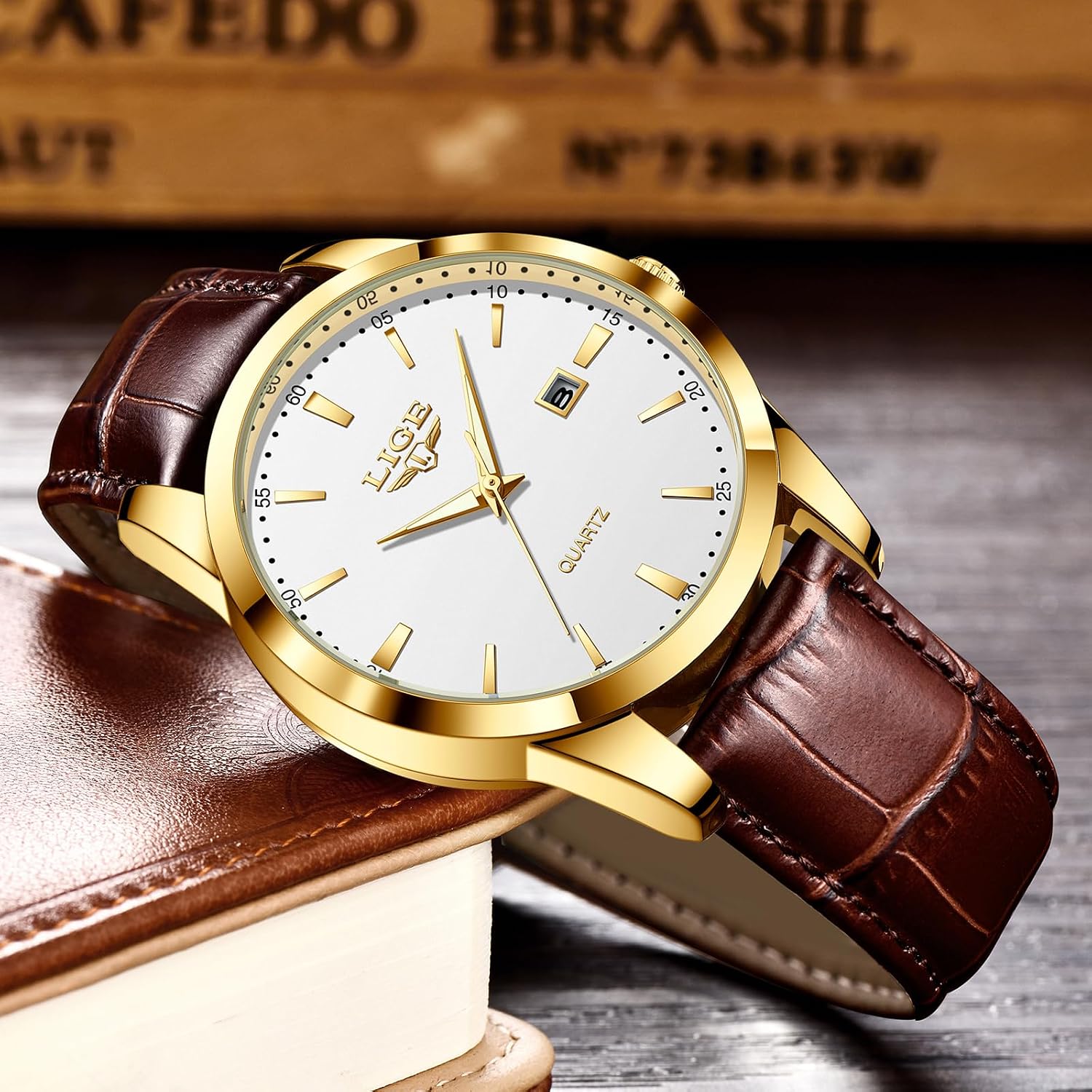 Watches for Men Waterproof Analog Dress Vintage Chronograph Analog Casual Leather Stainless Steel Unique Quartz