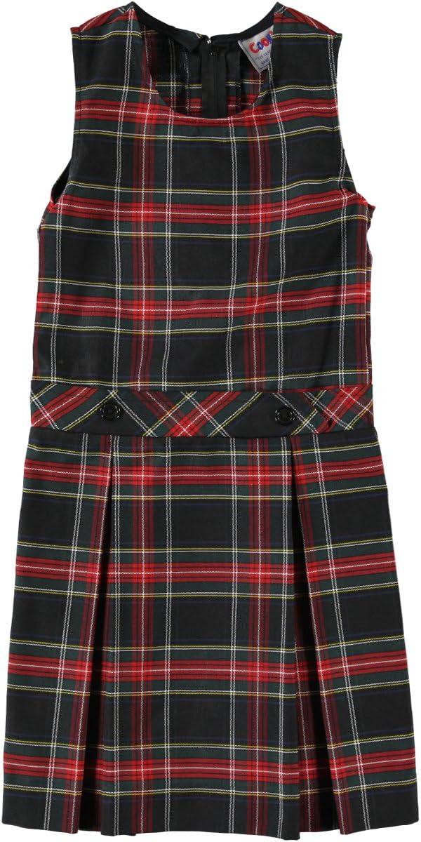 Cookies' Brand Big Girls' Bib Front Jumper - black/red/white/gold *plaid #63*