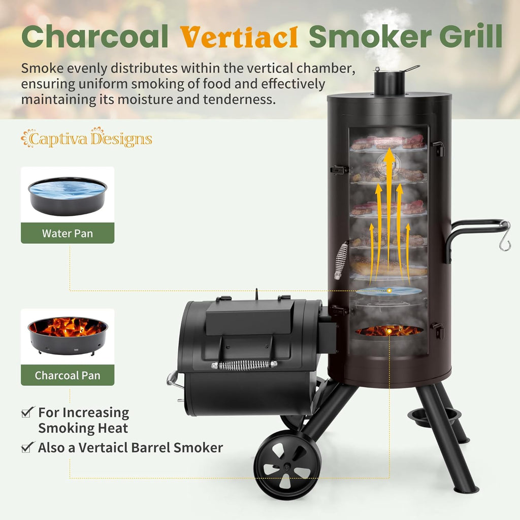 Vertical Charcoal Smoker Grill Extra Large Barbecue Grill
