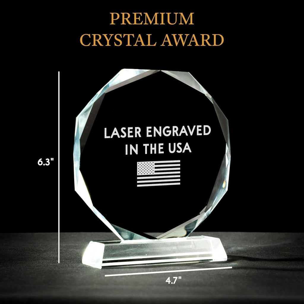 Personalized Employee Appreciation Crystal Award - Engraved Gift for Employee Recognition or Retirement - Custom 6"