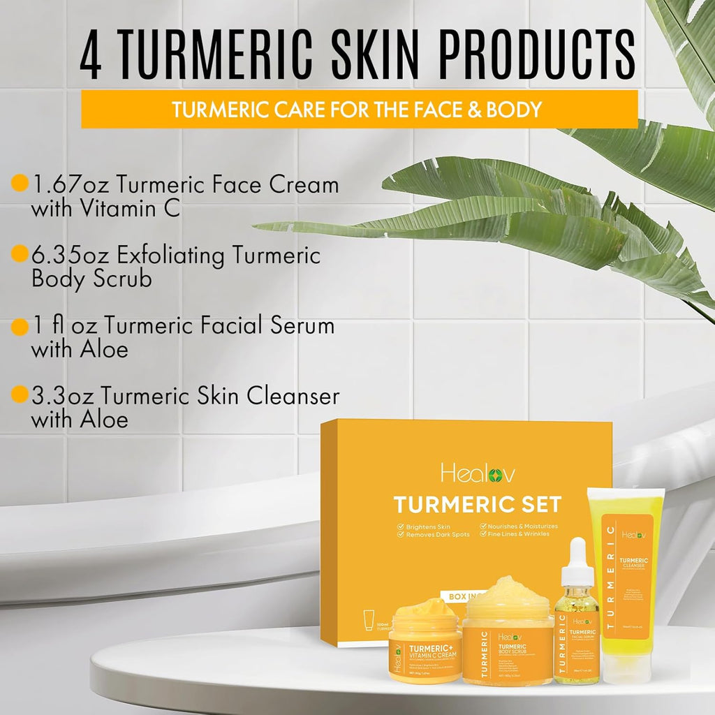 Turmeric Skincare Set - Turmeric Skin Care Products Brightening & Acne - Turmeric Skin Care Kit, Turmeric Skin Care