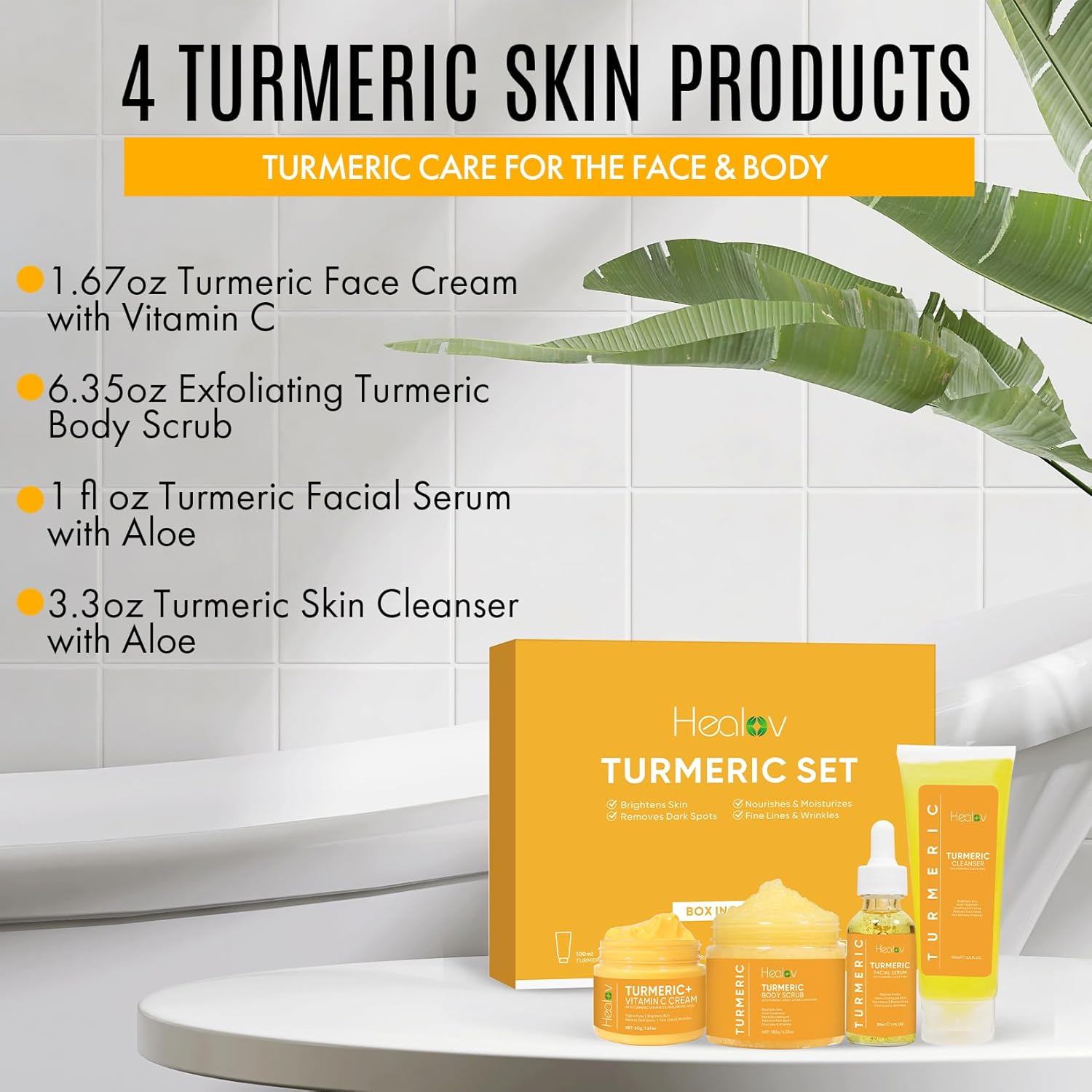 Turmeric Skincare Set - Turmeric Skin Care Products Brightening & Acne - Turmeric Skin Care Kit, Turmeric Skin Care