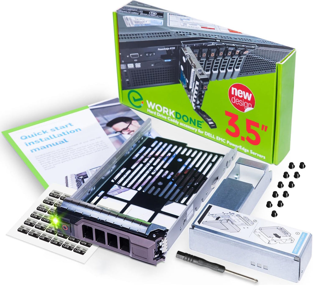 WORKDONE 3.5" Hard Drive Caddy Tray KG1CH with 2.5" HDD SSD Adapter 9W8C4