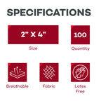 Fabric Adhesive Bandages - Flexible Latex Free 2x4 in - 100 Count