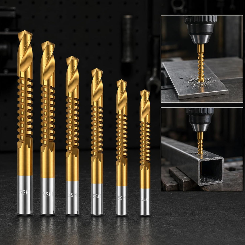6pcs High-Speed Steel Metalworking Set, M35 Cobalt Twist Drill Bit Set