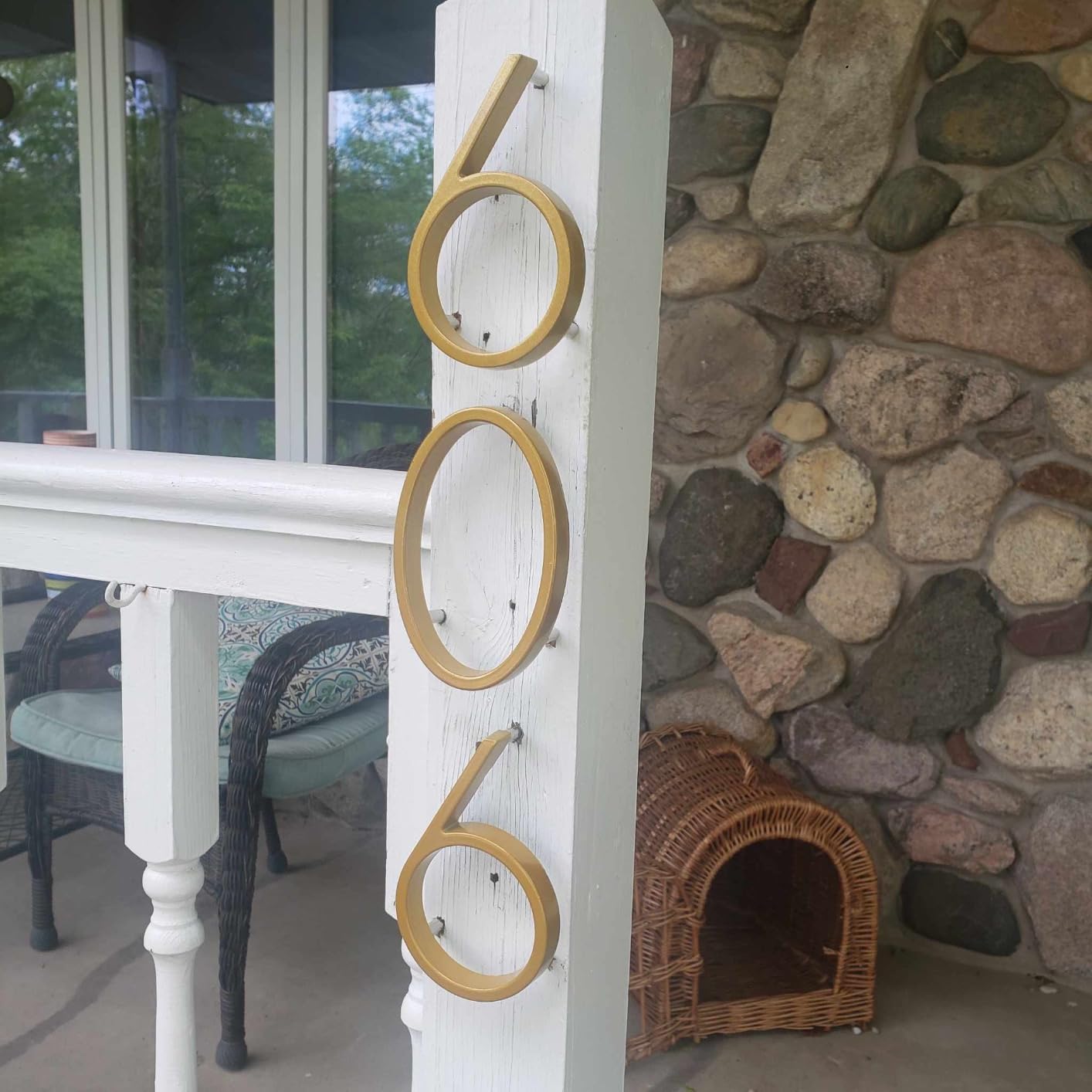 Premium 5" Floating Zinc Alloy House Numbers - Gold & Silver Starry Shine Finish, 304 Stainless Steel Screws, Long &