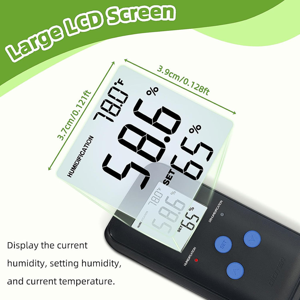 Humidity Controller with Temperature Display for Reptile, Mushroom | Pre-Wired Digital Humidistat, Dual-Stage Outlet