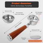 HaeKap Bottomless Portafilter 58mm Compatible For Gaggia Classic/Classic Pro | Walnut Handle