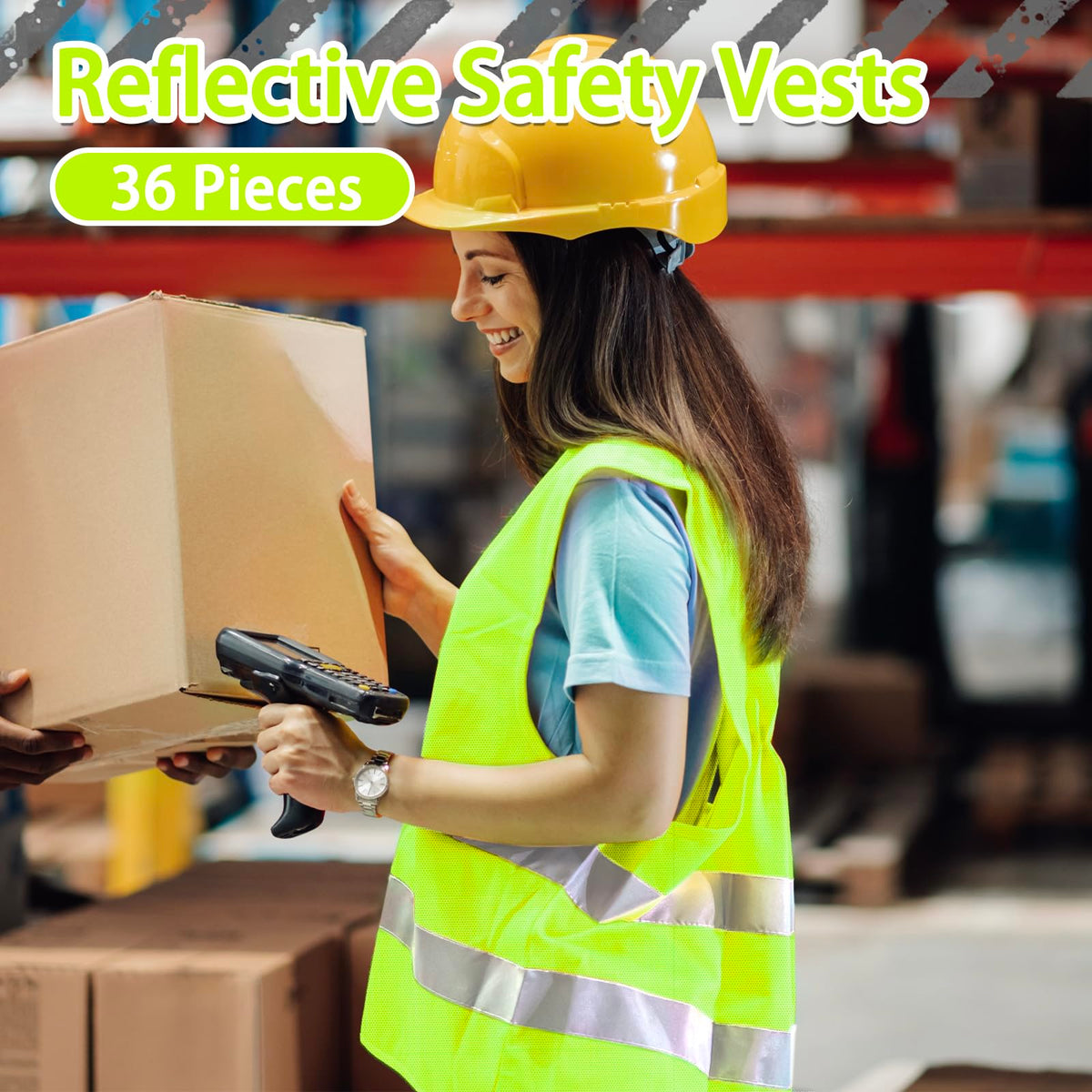 36 Pack Construction Safety Vests Bulk Yellow