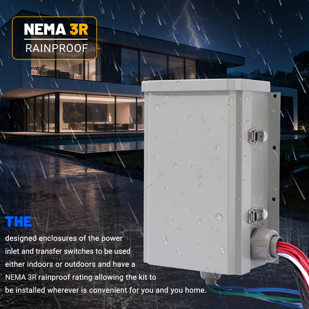 30 Amp Generator Transfer Switch Kit, 10-Circuit, 7500W, NEMA 3R