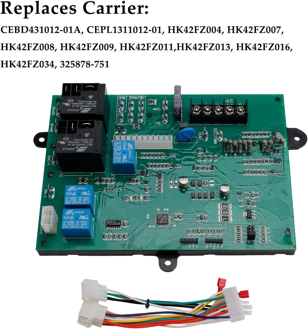 ICM282A For Carrier Furnace Control Board Replacement - Compatible with CEBD431012-01A, HK42FZ Series, Easy Installation, Diagnostic LED, 24VAC Thermostat, Reverse Polarity Protection