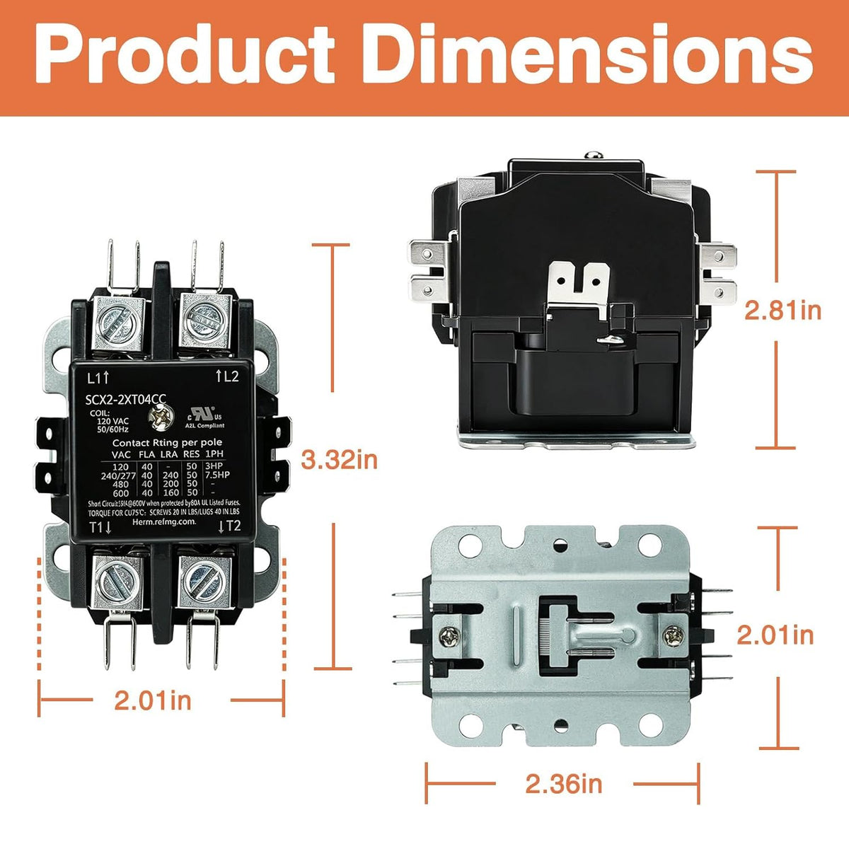 2 Pole FLA 40 Amp 120V Coil AC Contactor HVAC Contactor for Air Conditioner