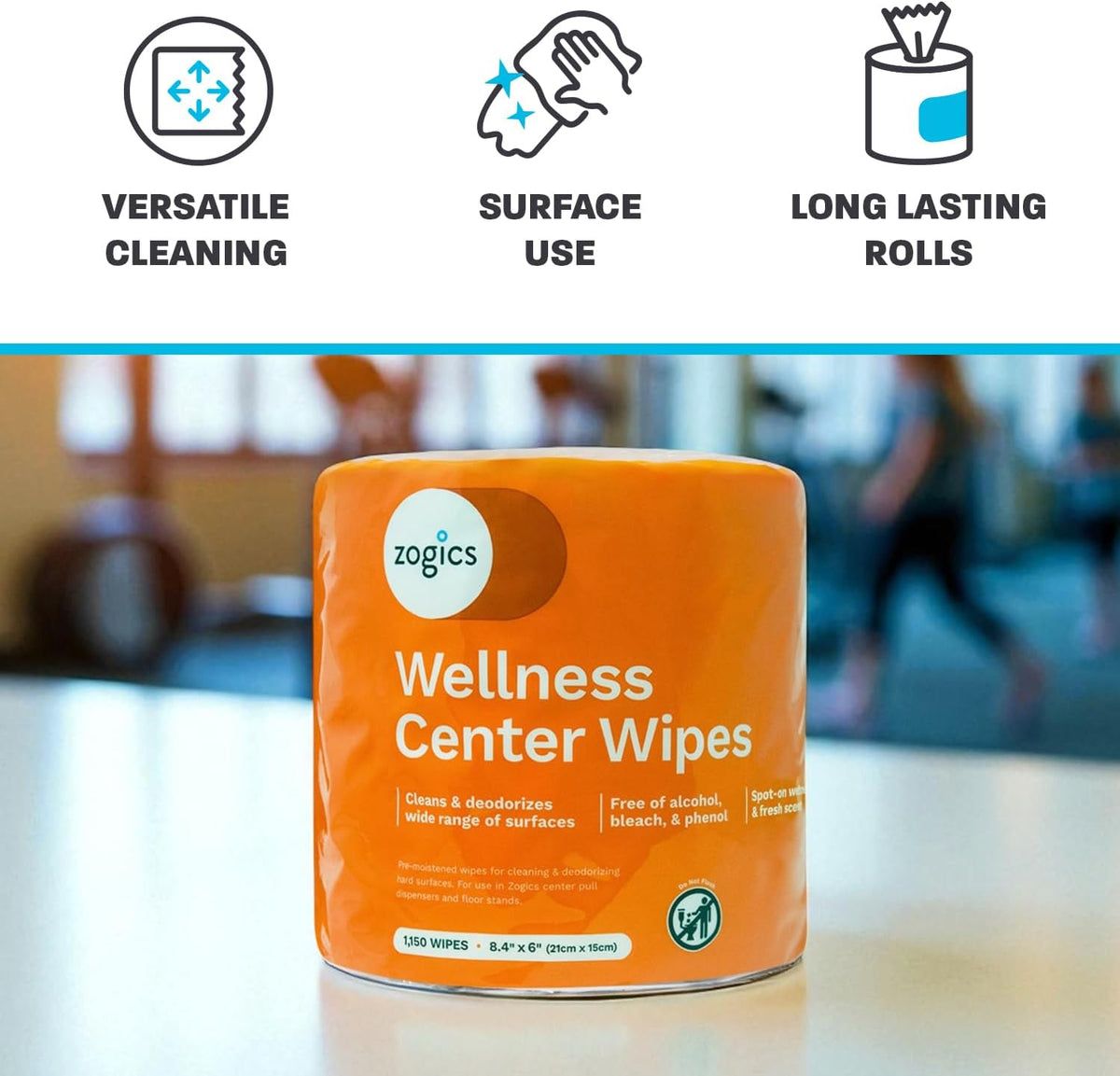 Wellness Center Cleaning Wipes, 2 Rolls, 2,300 Count