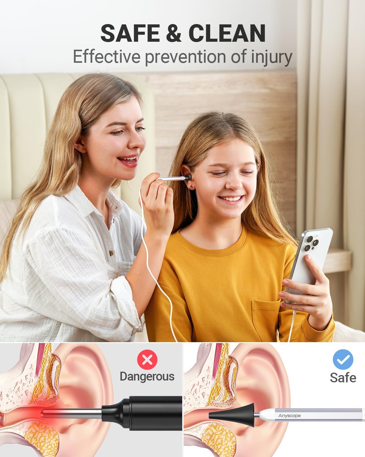 Digital Otoscope, Video Ear Scope Camera Compatible with iPhone/Android