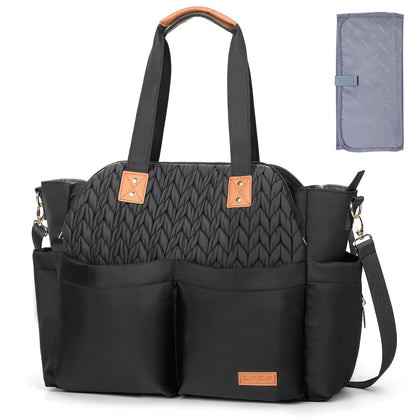 Diaper Bag Tote for Baby - 17 Pockets Large Travel Diaper Tote with Portable Changing Pad, Mom Crossbody Hospital Bag
