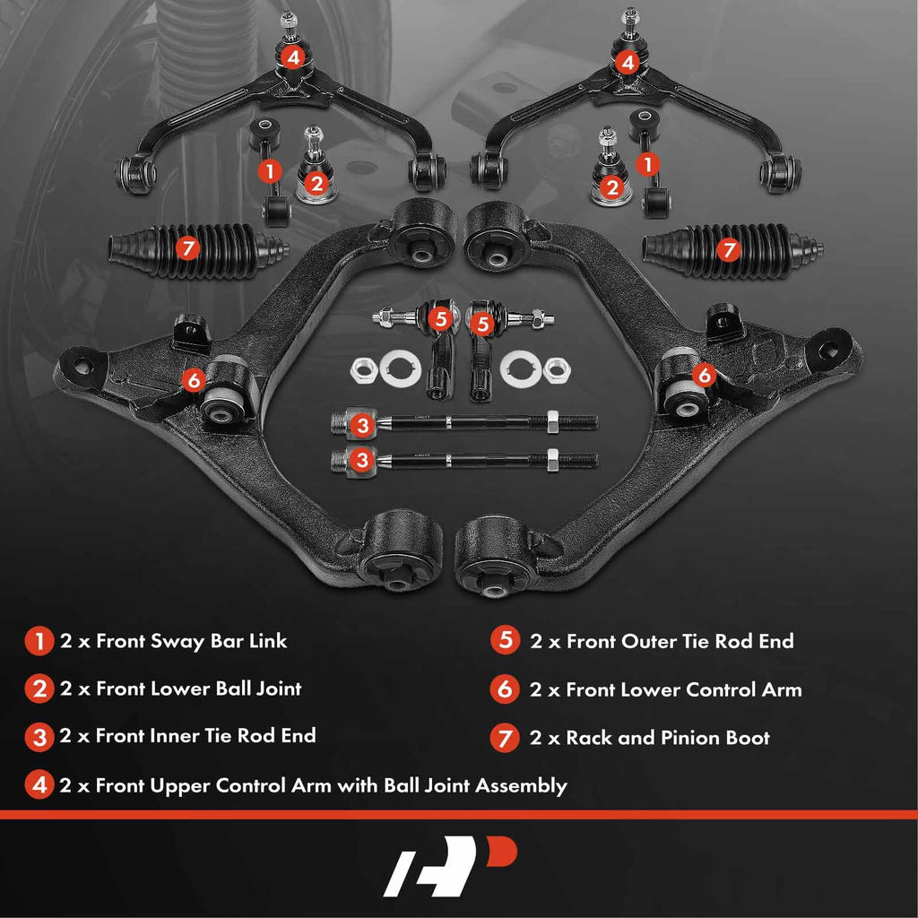 A-Premium 14Pcs Front Suspension Kit, Upper & Lower Control Arm