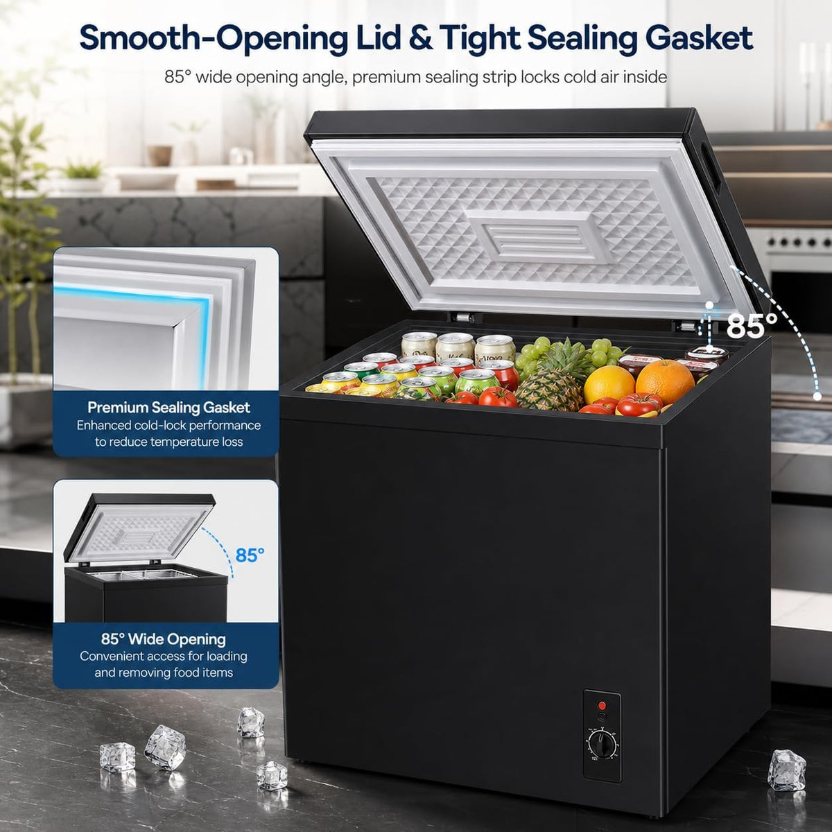 5.0 cu.ft Chest Freezer，Small Mini Deep Freezer with 7Level Temperature