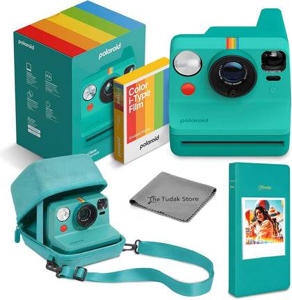 Now 3rd Generation i-Type Instant Film Camera Teal+ 8 Color Film Photos + Tudak Accessories Bundle, Incl. Compatible