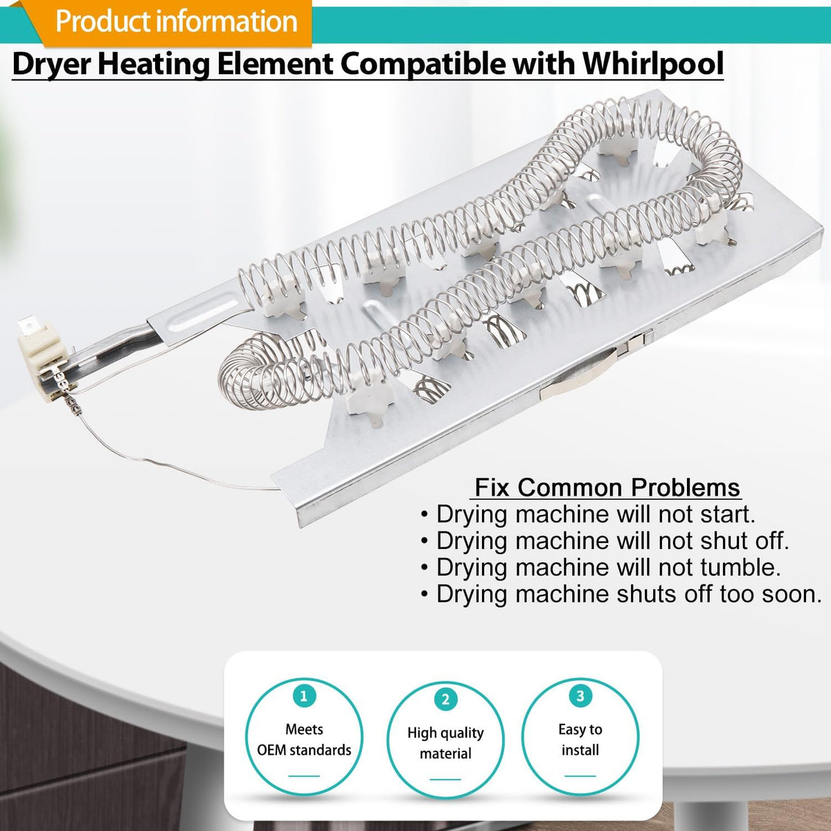 WED7500GC0 WED8127LC1 WED75HEFW1 Dryer Heating Element Kit for Whirlpool