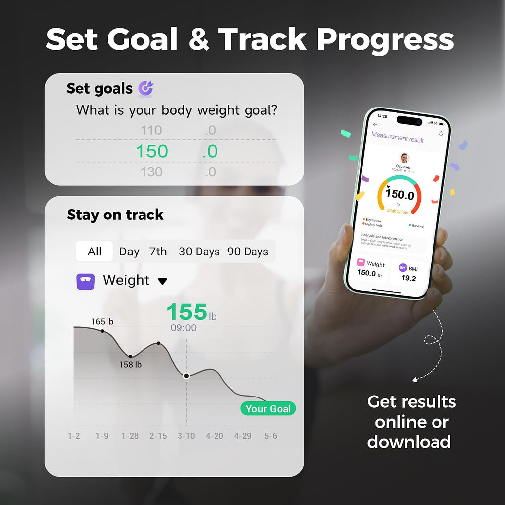 Smart Scale for Body Weight Digital Bathroom Scale with BMI Body Fat