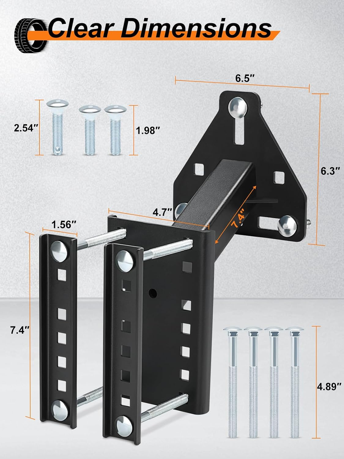 Universal Spare Tire Carrier & Mount with Lock, Heavy Duty Steel Mount Fits 4, 5, 6 Lug Trailer Wheels, Bolt-On
