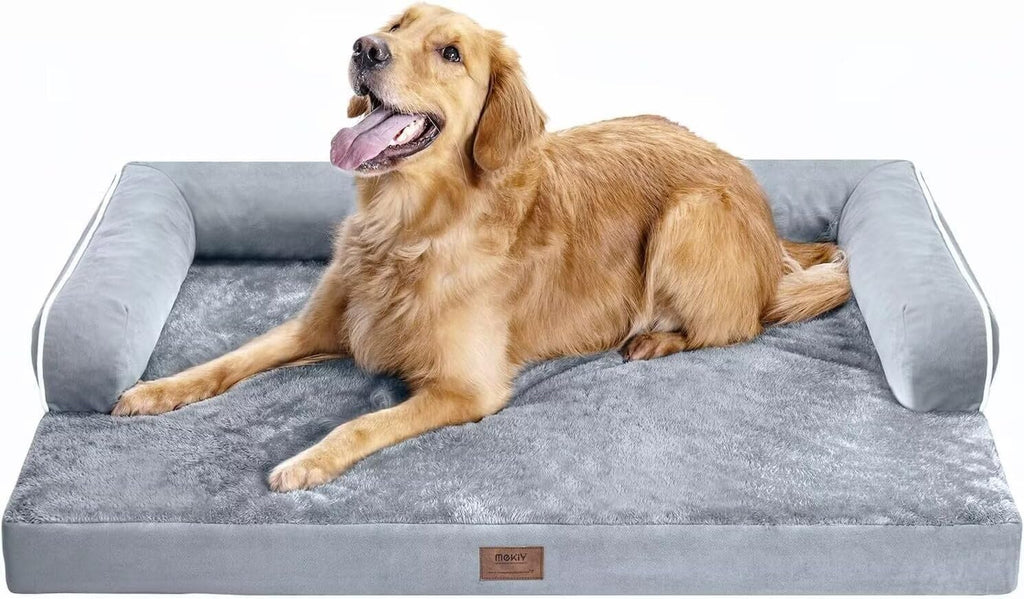 Large Dog Bed Orthopedic Washable - Beds Bolster - Medium XL XLarge Big Dogs - Memory Foam Couch Sofa - Waterproof