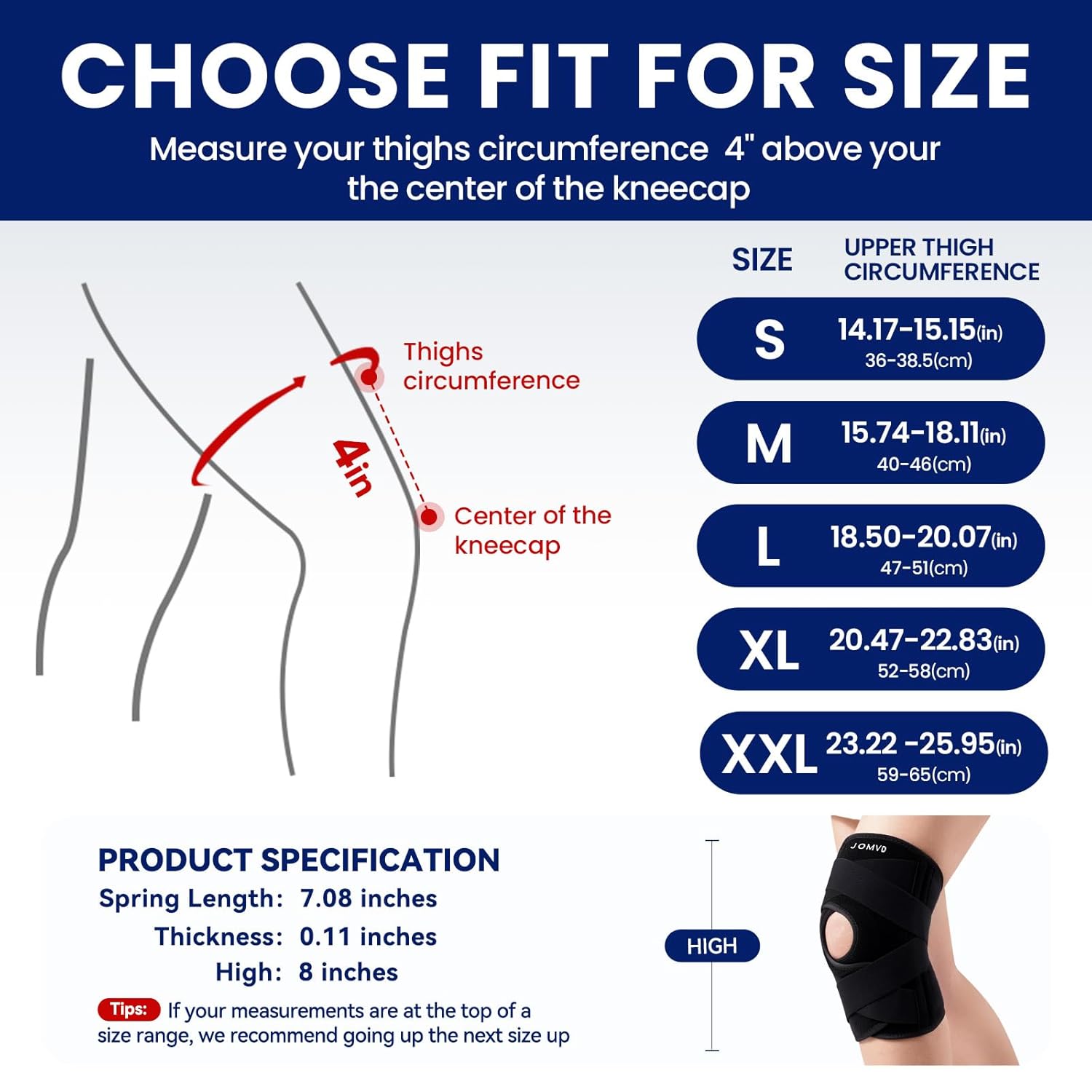 Knee Brace for Knee Pain, Meniscus Tear, ACL, Adjustable Knee Support with Side Spring Stabilizers for Meniscus Tear