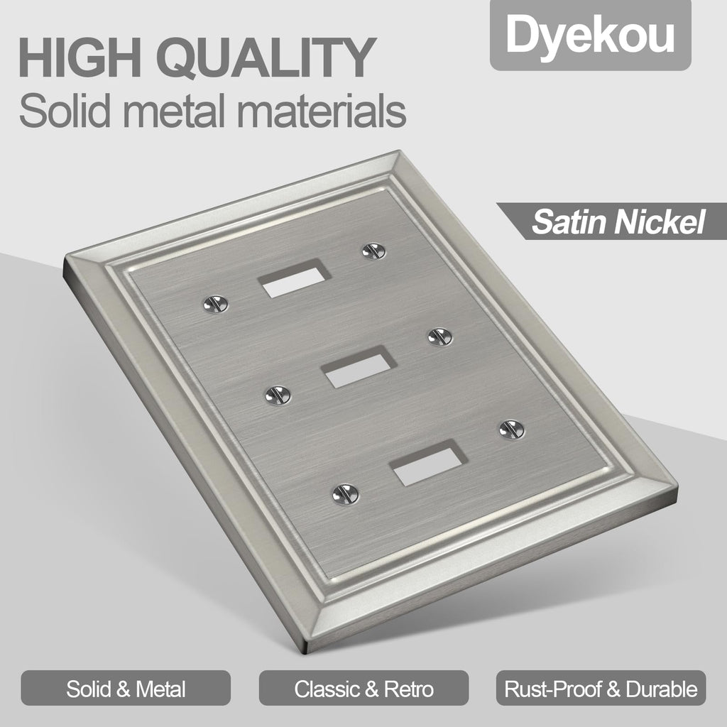Metal Wall Plate for Electrical Outlets, Applicable to Triple Toggle